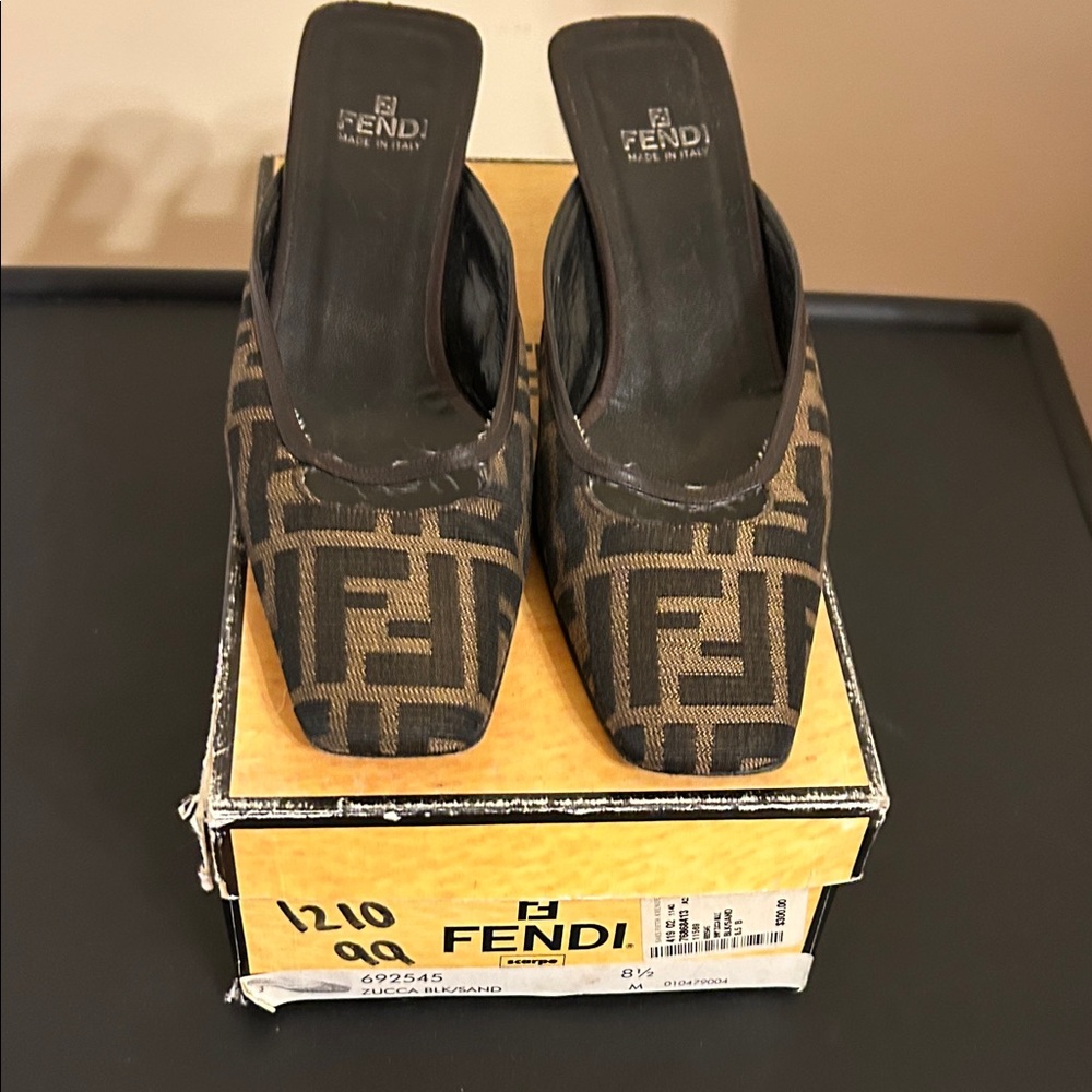 Fendi  Zucca Blk/Sand Mules - Picture 7 of 12